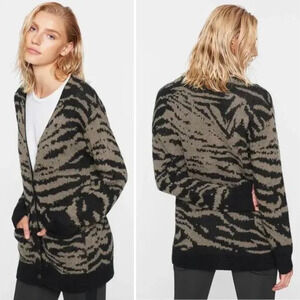 PAM & GELA Tiger Striped Pocketed Brown and Black Cardigan S